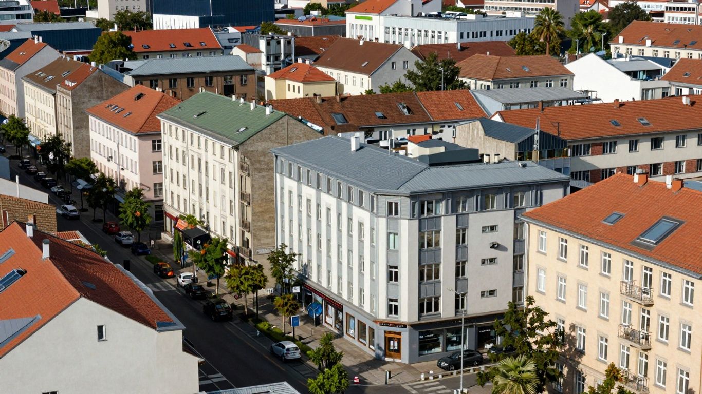 Europäische Stadt mit vielen kleinen und mittleren Unternehmen.