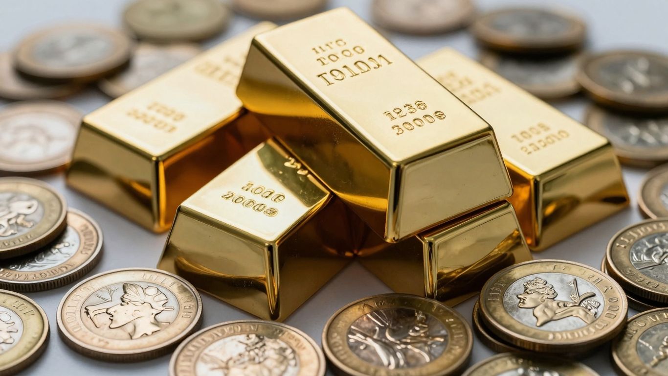 闪亮的金条和金币