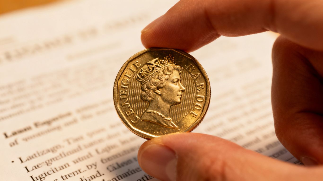 UK pound coin and legal documents for power of attorney.
