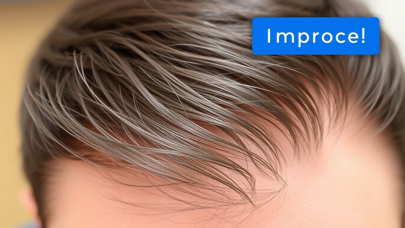 Person's hairline with signs of hair regrowth.