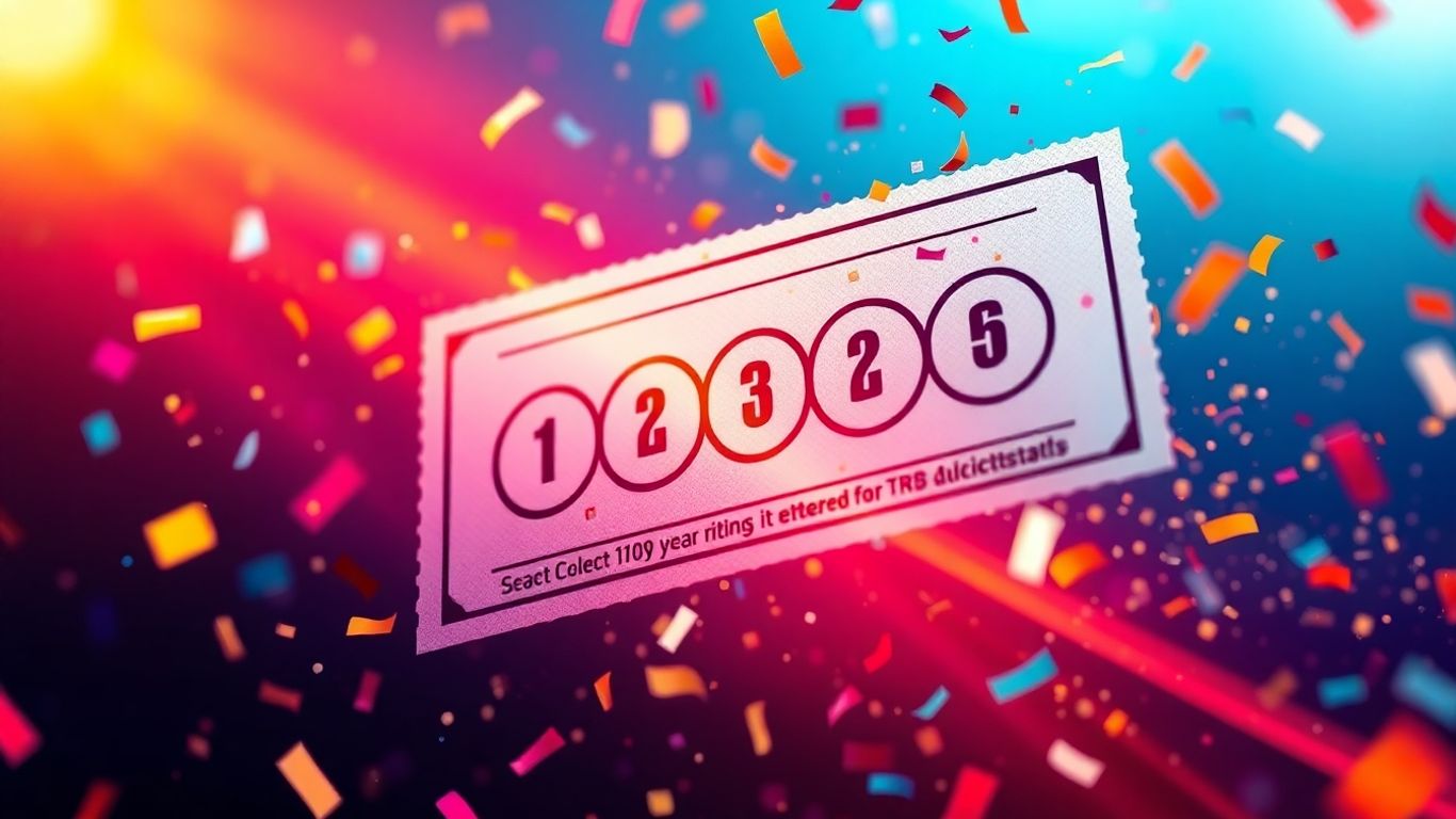 Winning lottery ticket with confetti