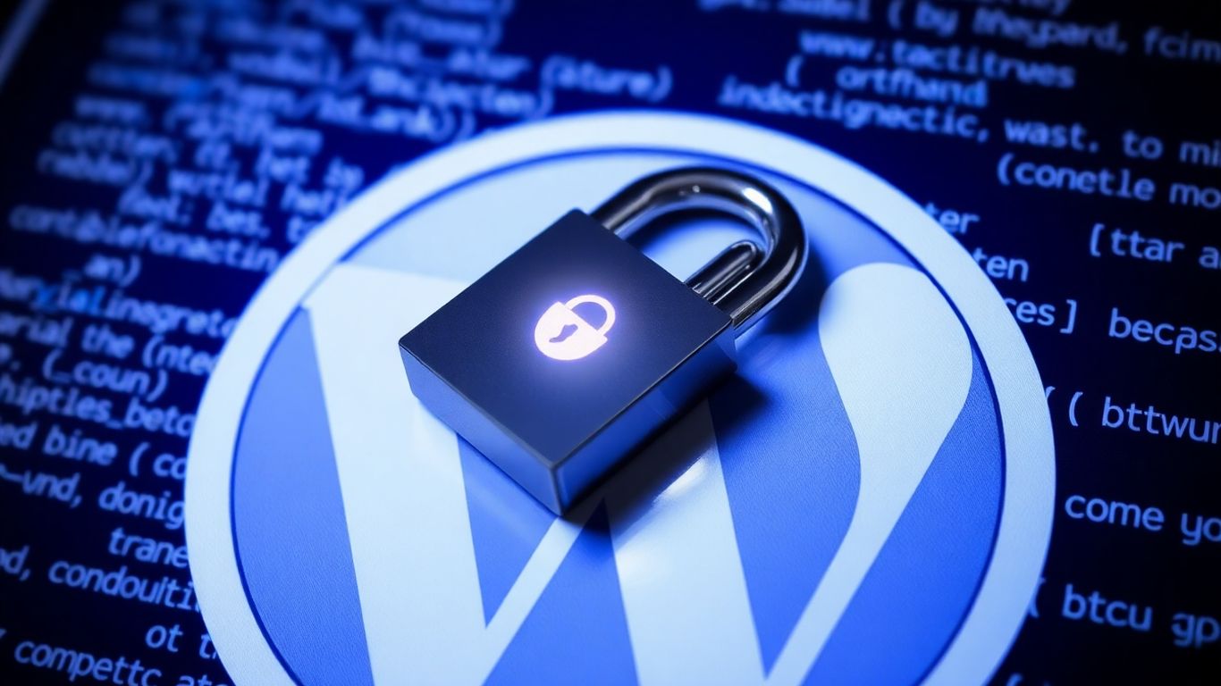 WordPress security padlock on a digital background