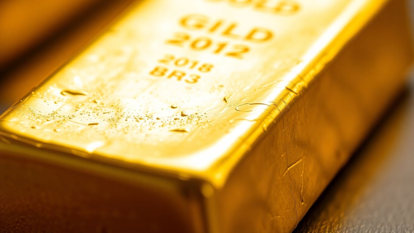 Close-up of a gleaming gold bar.
