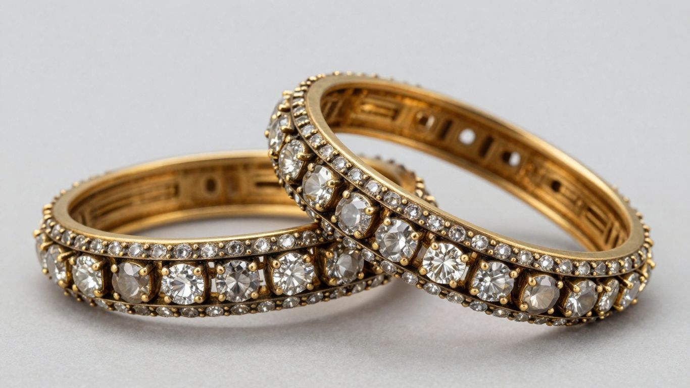 Elegant Polki bangles with uncut diamonds.