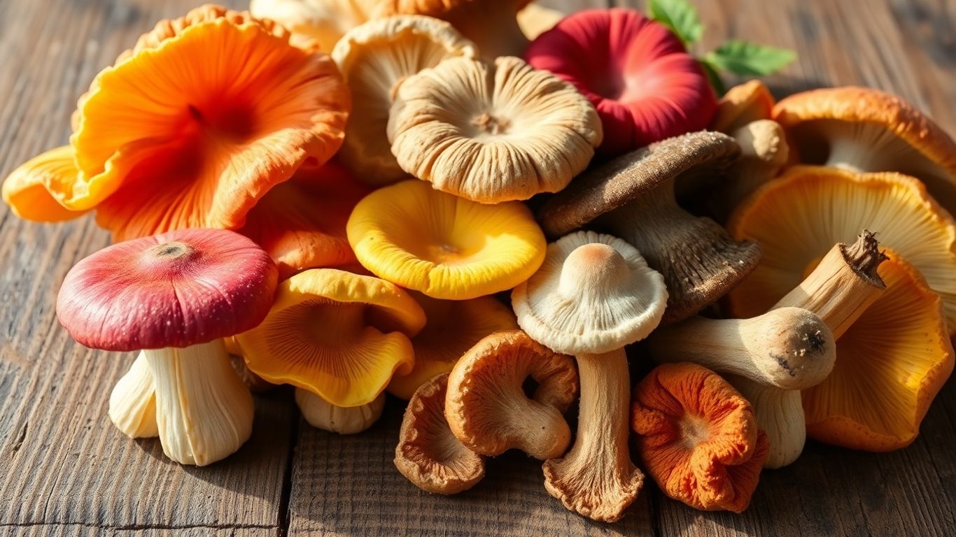 Різноманітні гриби, що виглядають свіжими та корисними.