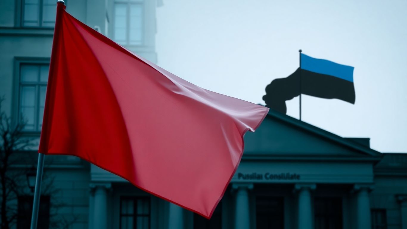 Polish flag and Russian consulate building