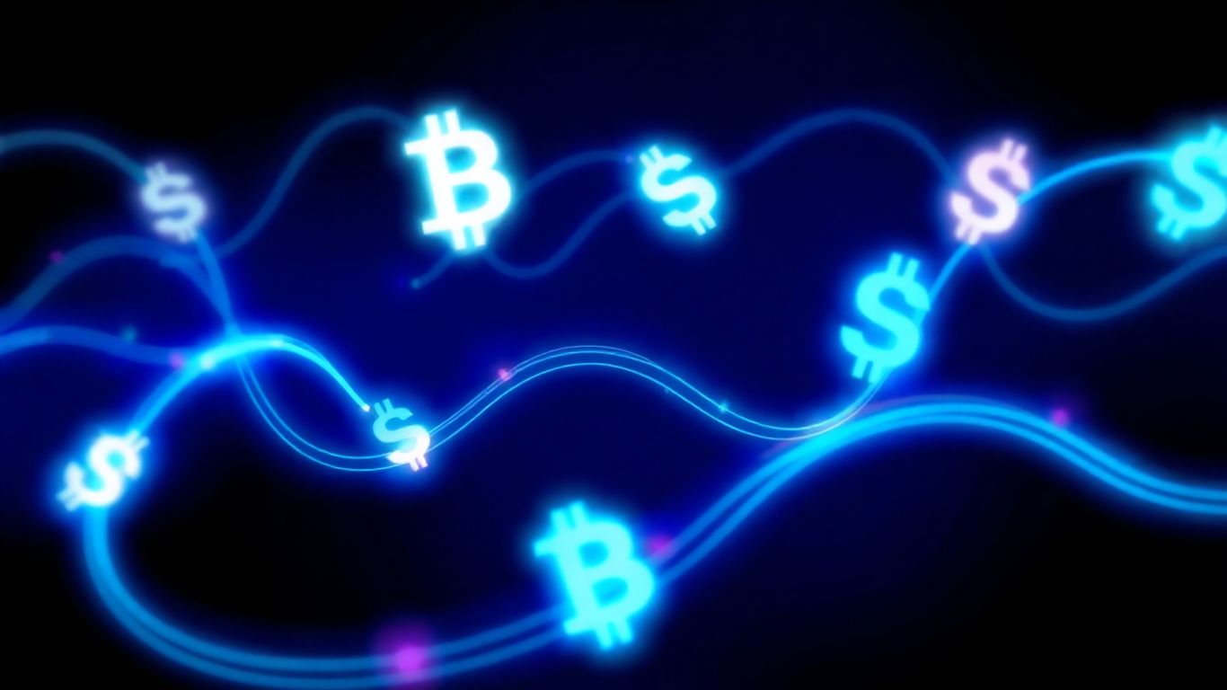 Digital currency flowing and glowing