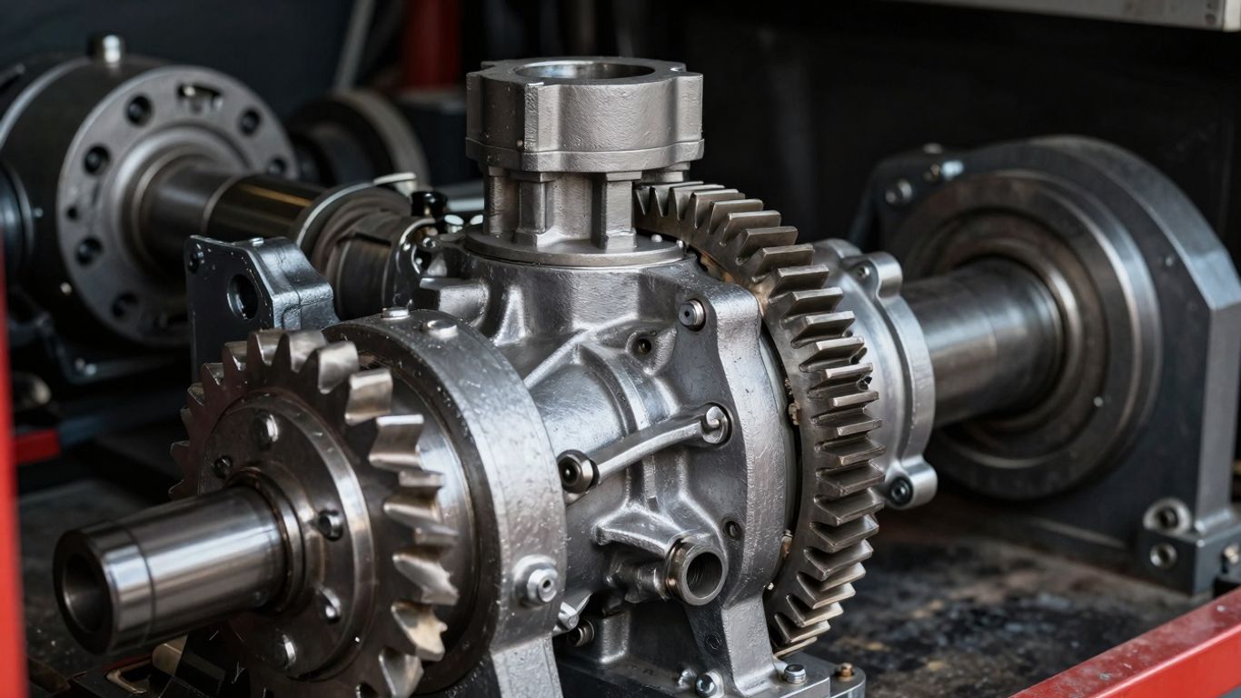 Heavy-duty truck gearbox close-up