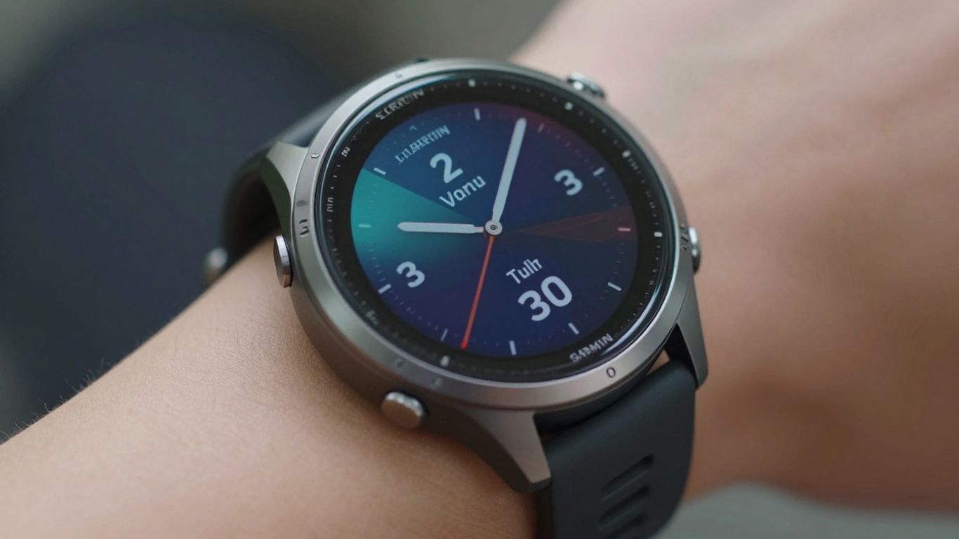 Garmin Venu 3 smartwatch with colorful fitness display.