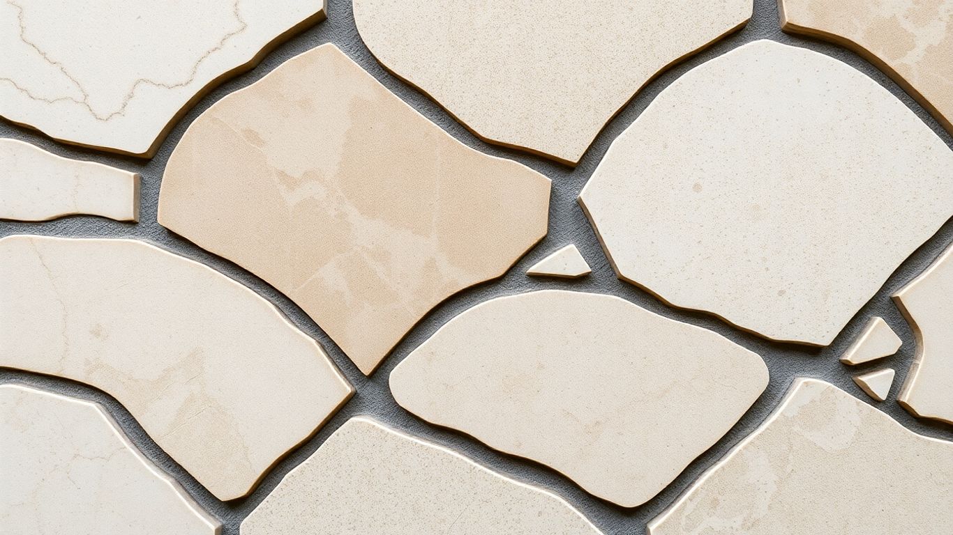 Split faced marble and travertine tiles