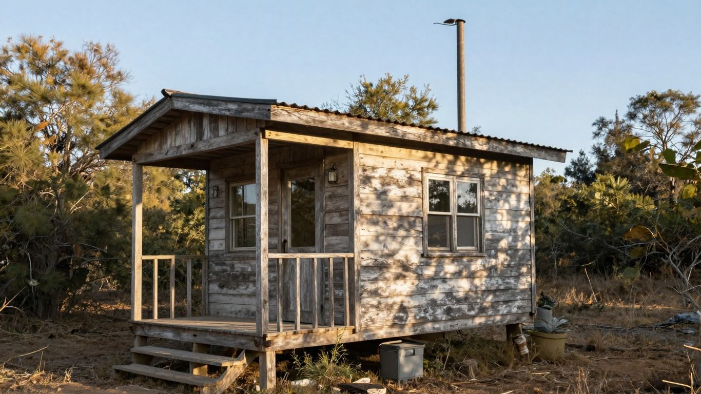 Durable tiny home in a peaceful, sunlit natural setting.