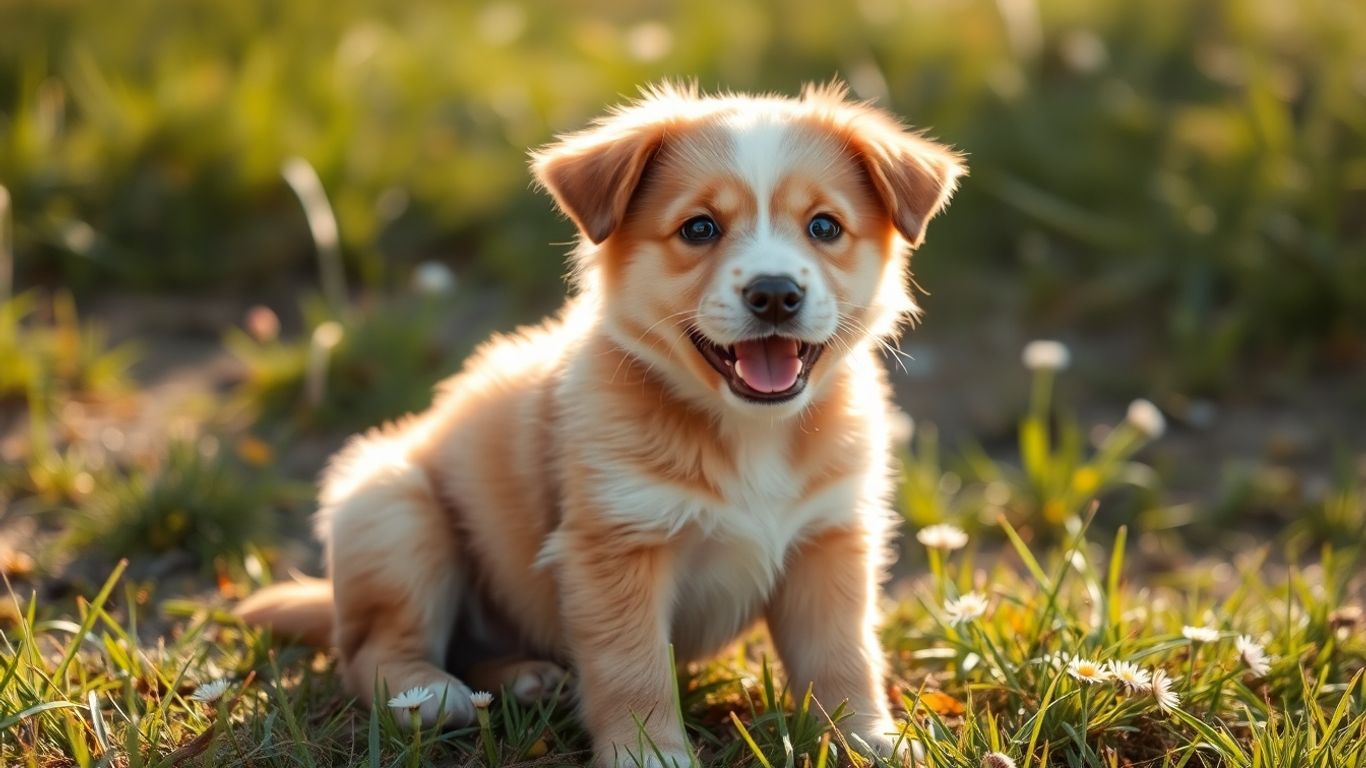 Puppy in natural setting, safe from fleas and ticks.