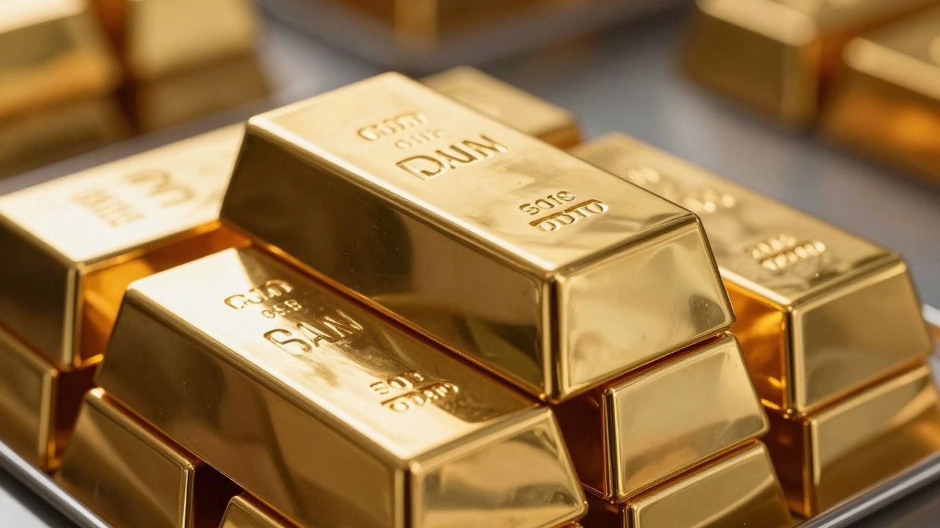 Lingots d'or brillants dans un coffre-fort.