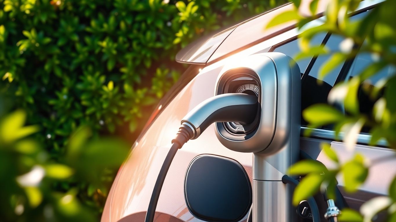 Borne de recharge électrique moderne avec voiture.
