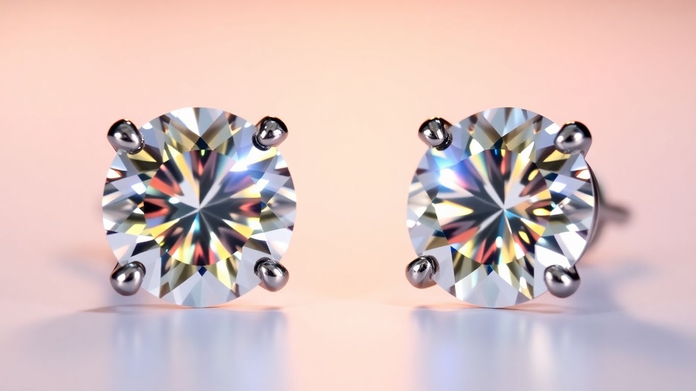 Moissanite stud earrings sparkling brightly.