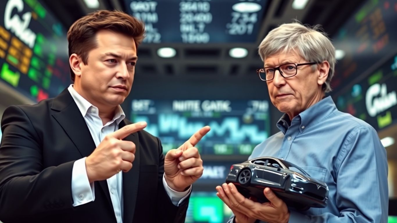 Elon Musk confronts Bill Gates about Tesla stock.