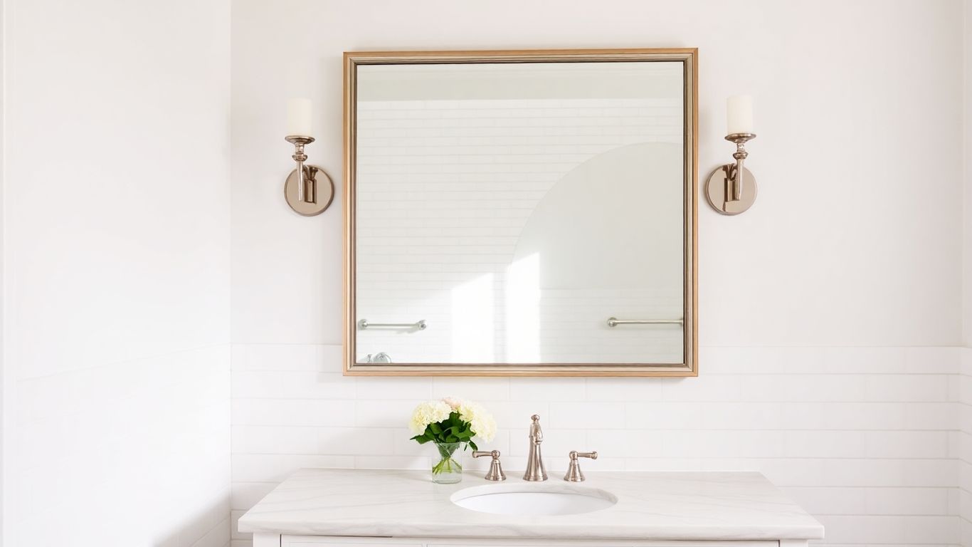 Classic bathroom with elegant wall sconces and marble vanity