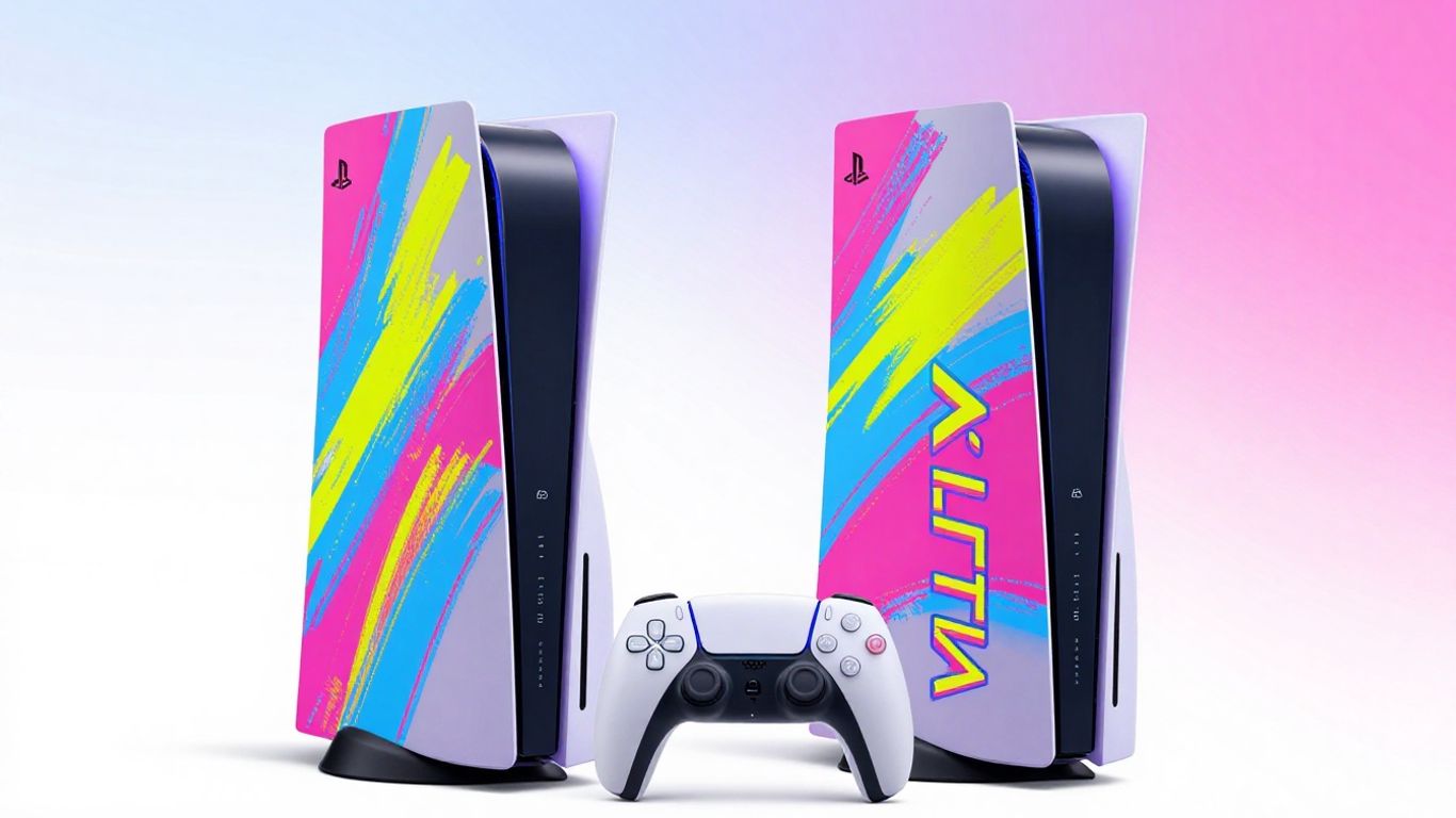 Console PS5 avec design Hyperpop coloré et vibrant