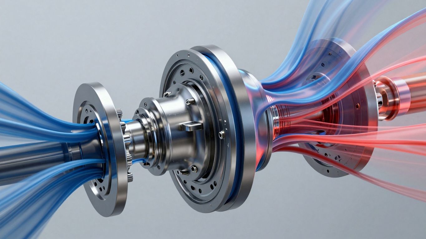 3D model with fluid flow simulation visualization.