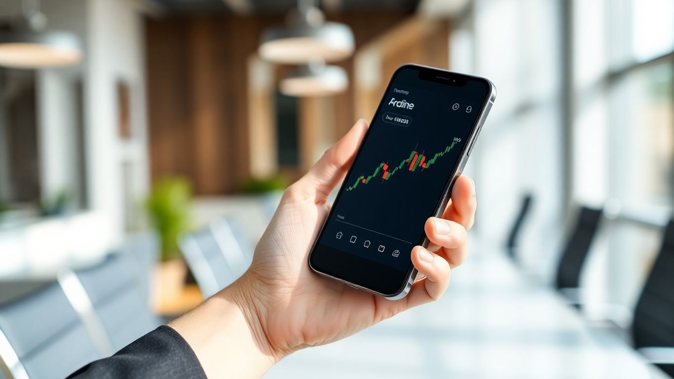 Financial chart on a smartphone screen.