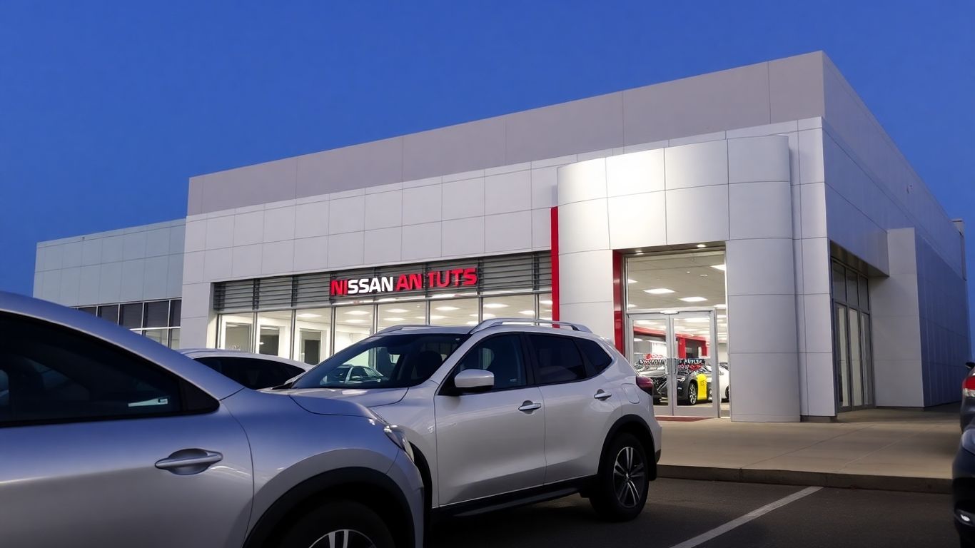 Nissan dealership exterior with cars