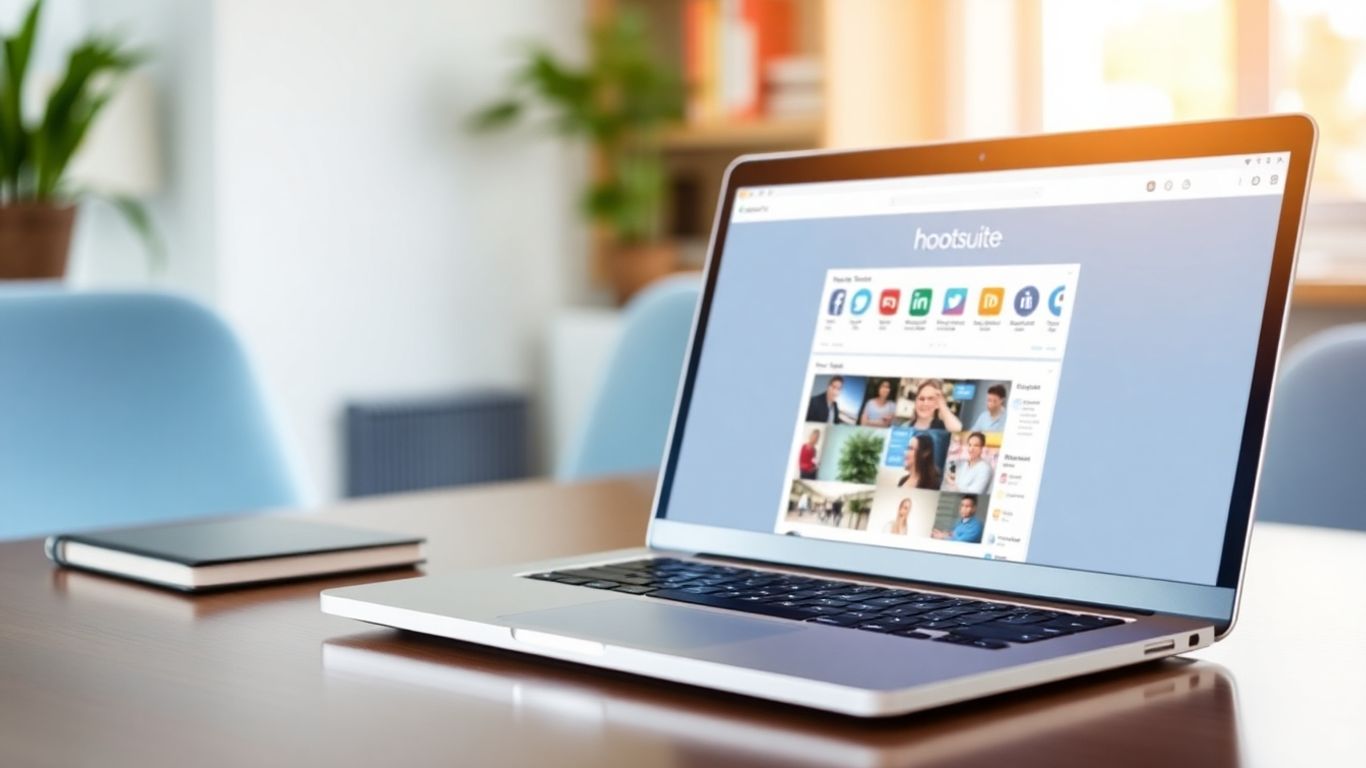 Hootsuite dashboard on a laptop screen