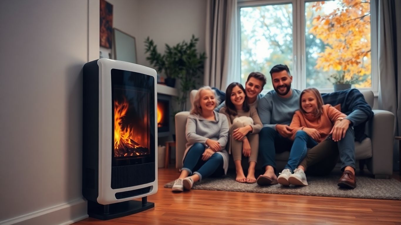 Cozy living room with new heating system.