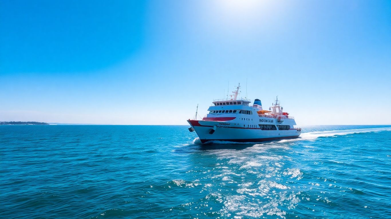 Indonesian cargo ship sailing on the sea
