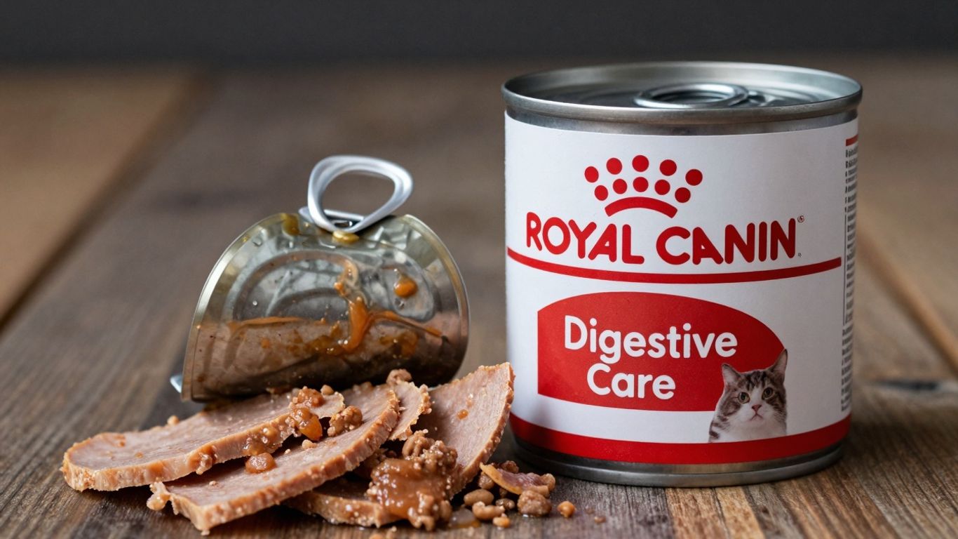 Royal Canin Digestive Care cat food can with food