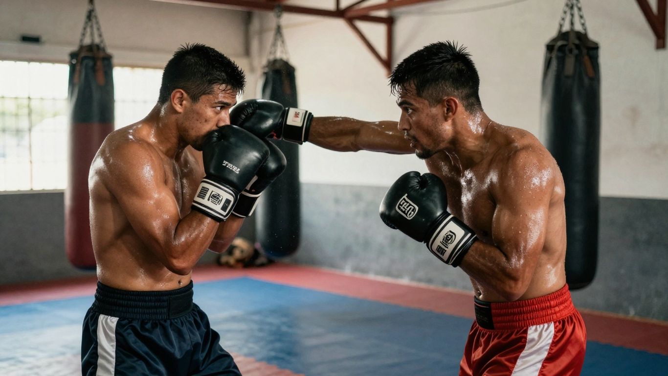 Cuban boxers training intensely in a Perth gym.