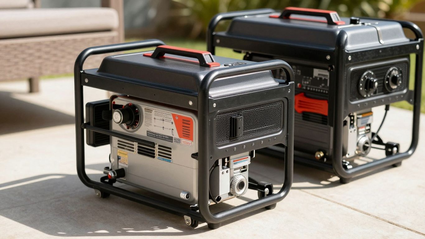 Suitcase generator next to a traditional generator.