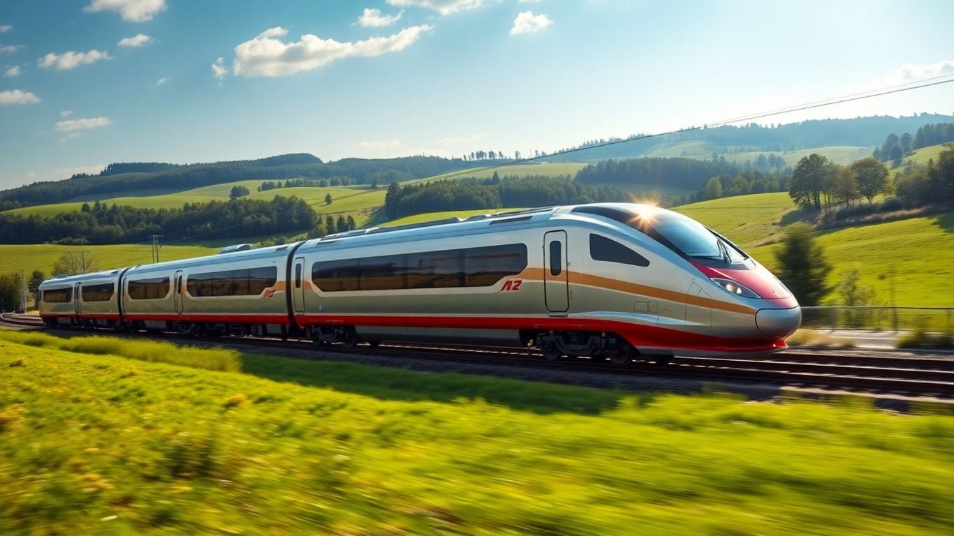 Hitachi train in Germany, European transport innovation.