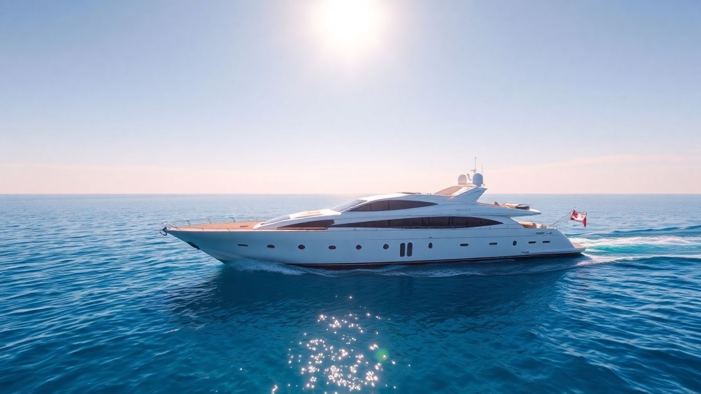 Luxury yacht sailing on calm blue water