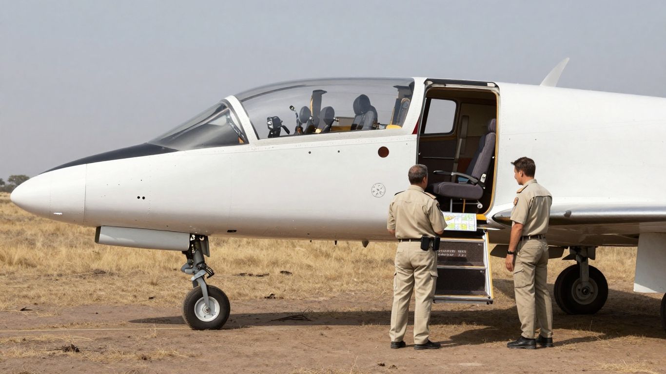 Photographic jet with ranger guides and seat maps.