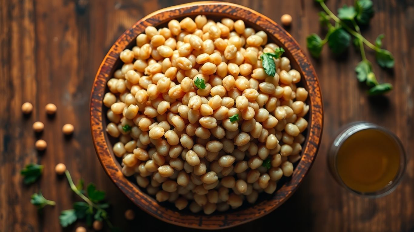 Bowl of soaked buckwheat groats with herbs and olive oil.