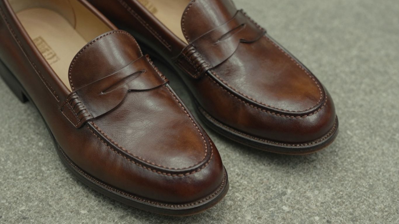Meermin 514040 brown leather penny loafers