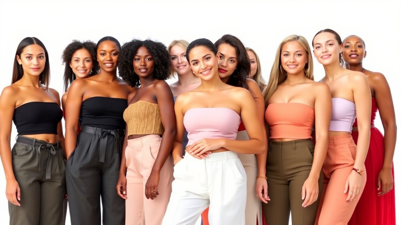 Women wearing stylish bandeau tops
