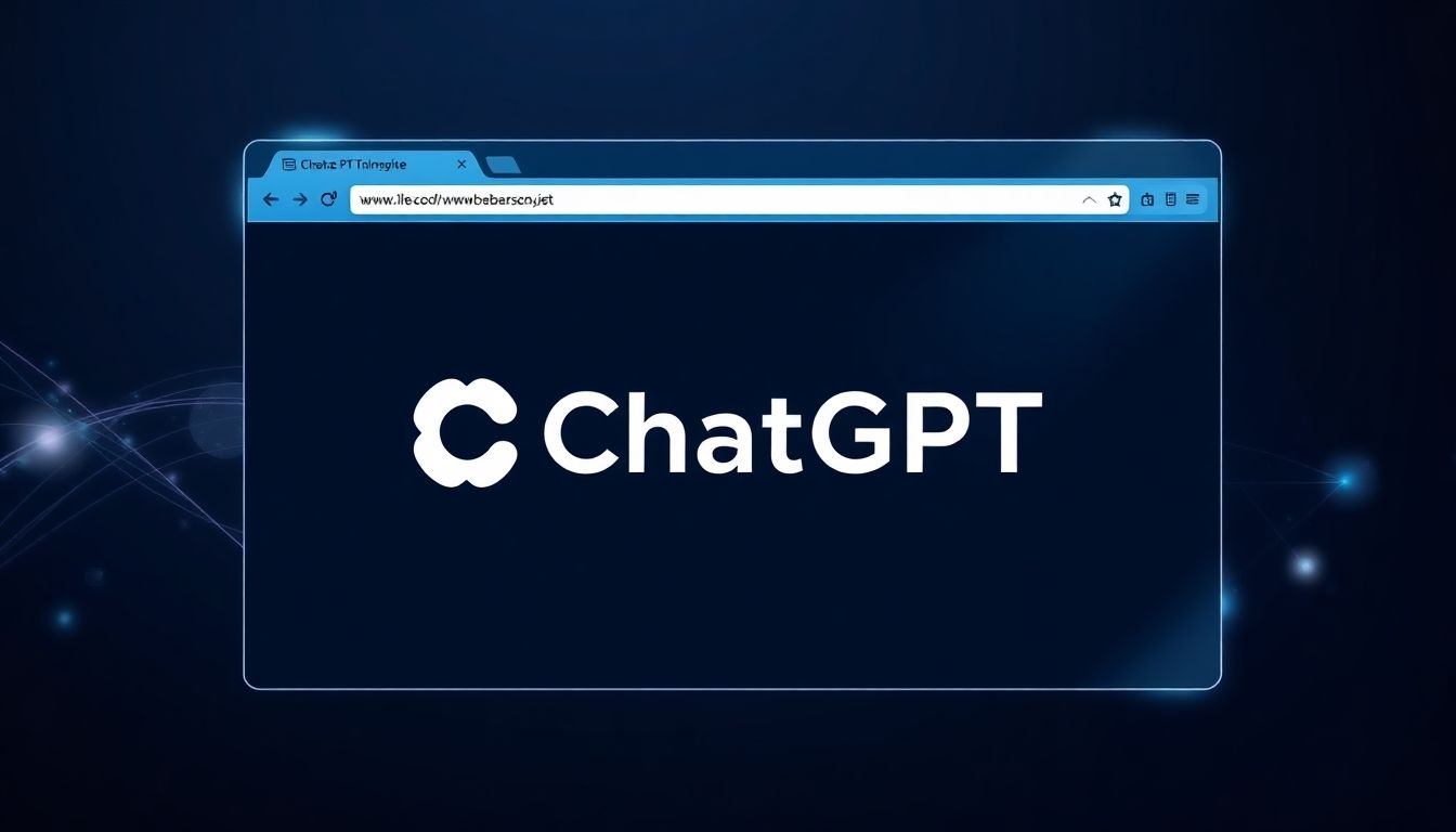 Futuristic browser interface with integrated ChatGPT logo challenging Google.