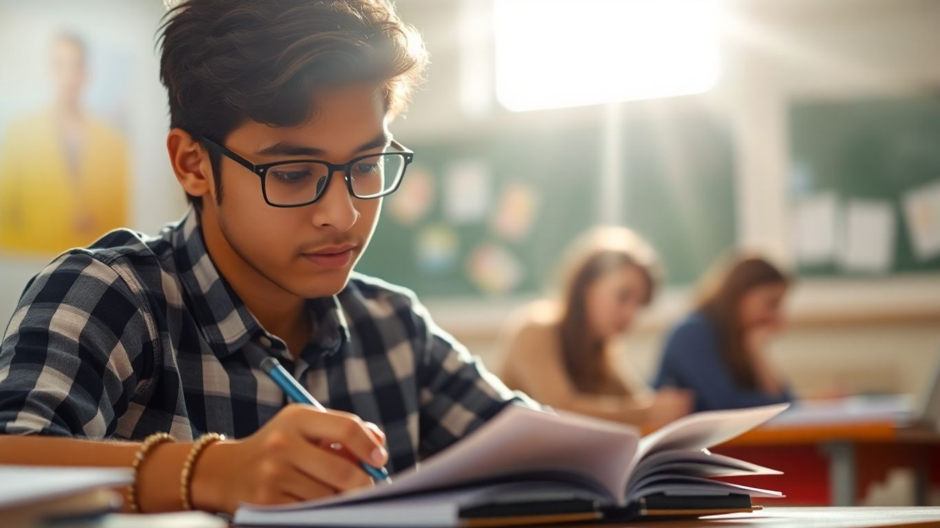 Student taking an English B2 exam