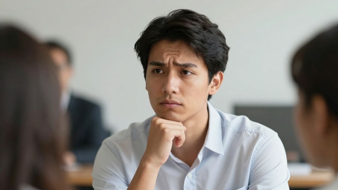 Persoon denkt na over sollicitatievraag