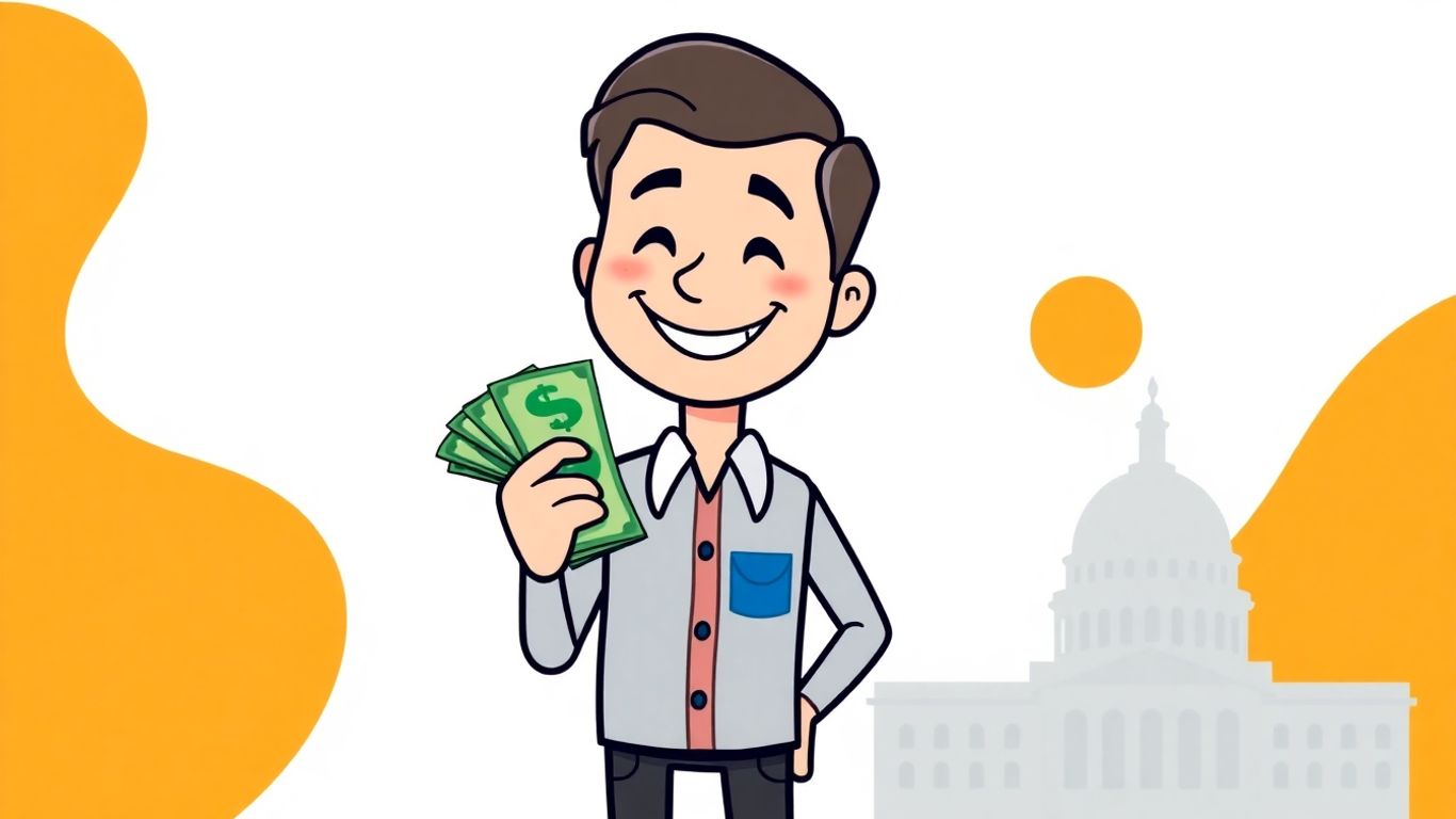 Federal employee receiving a loan with a smile.