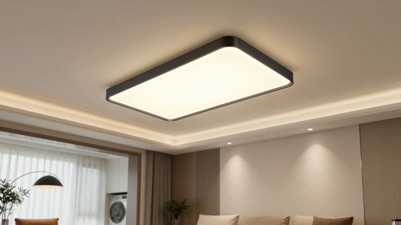 Modern black ceiling light in a stylish room.