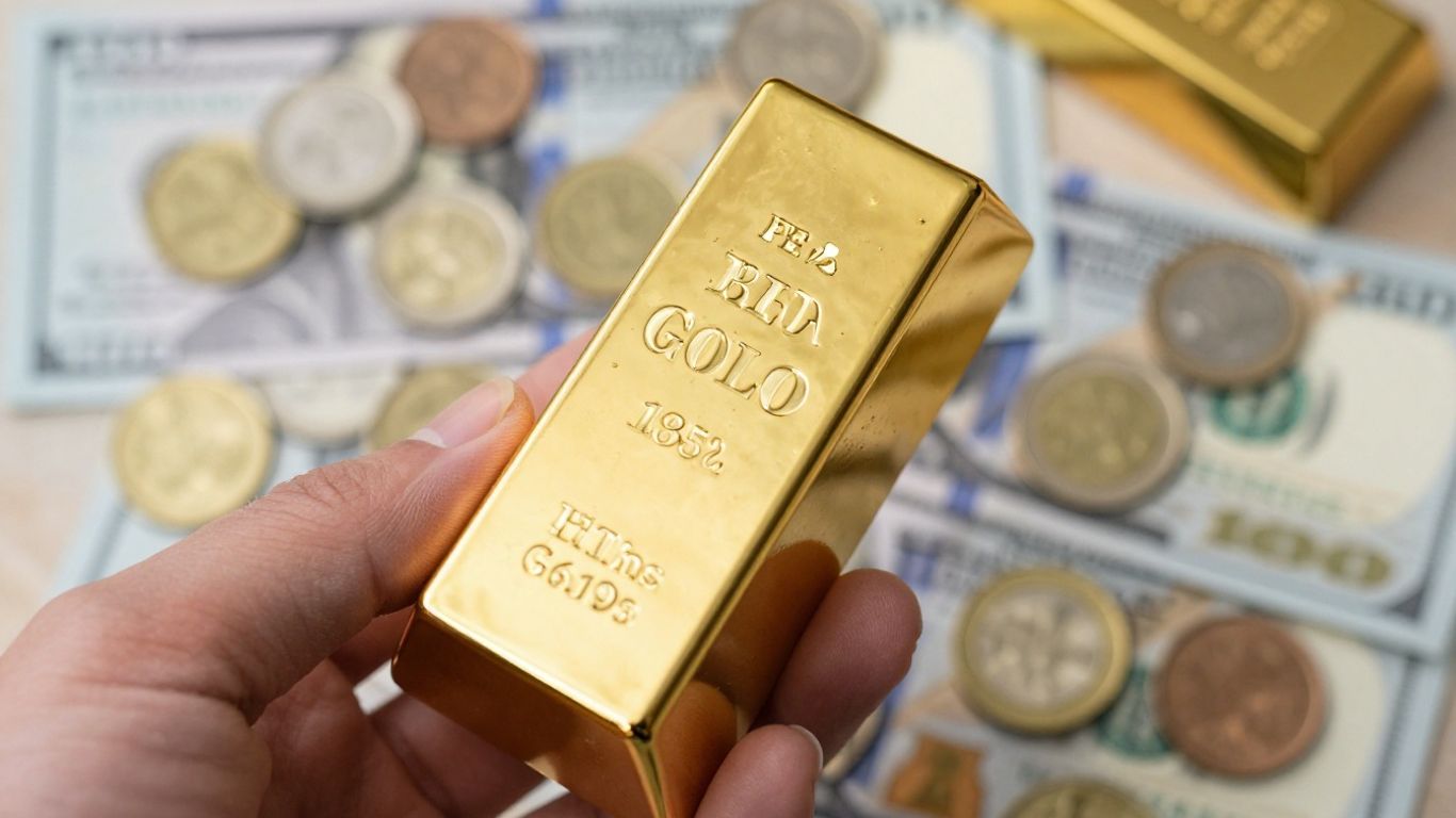 金手握著擁有多元化金融資產的金條。