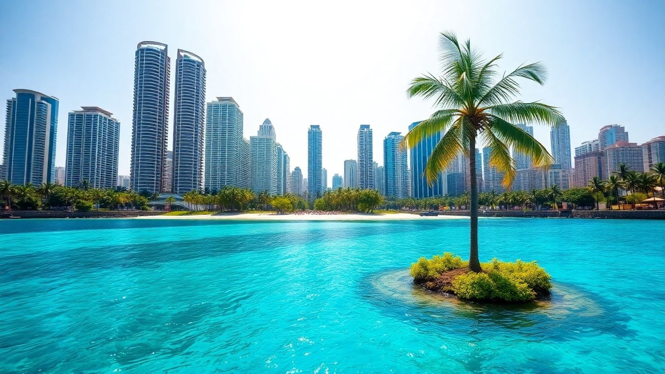 Phuket island and modern city skyline side by side