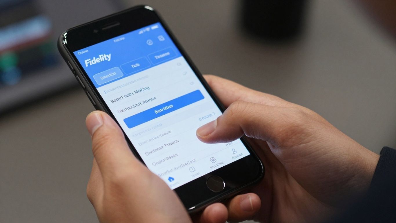 Fidelity trading app on a smartphone.