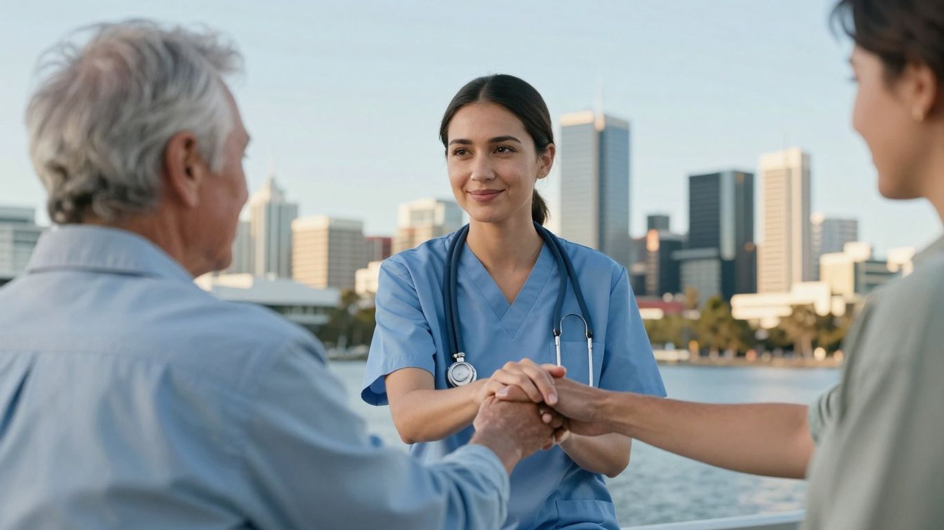 Nurse offering support in Perth.