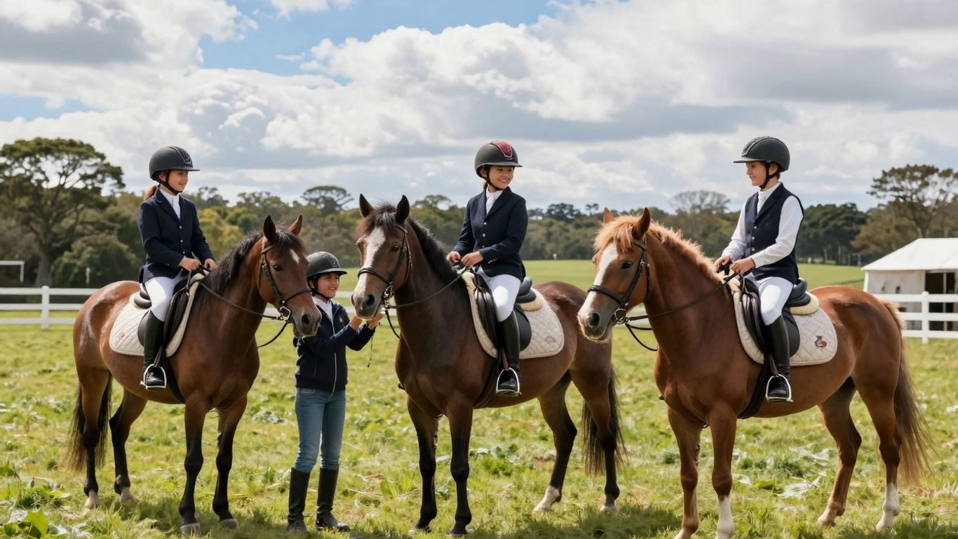 Kids enjoying pony rides at La Perouse Pony Club.