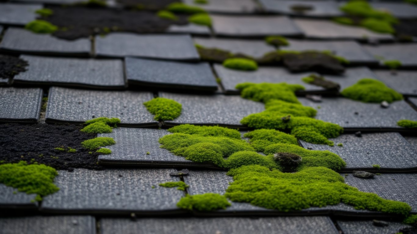 Roof with visible mold and moss growth