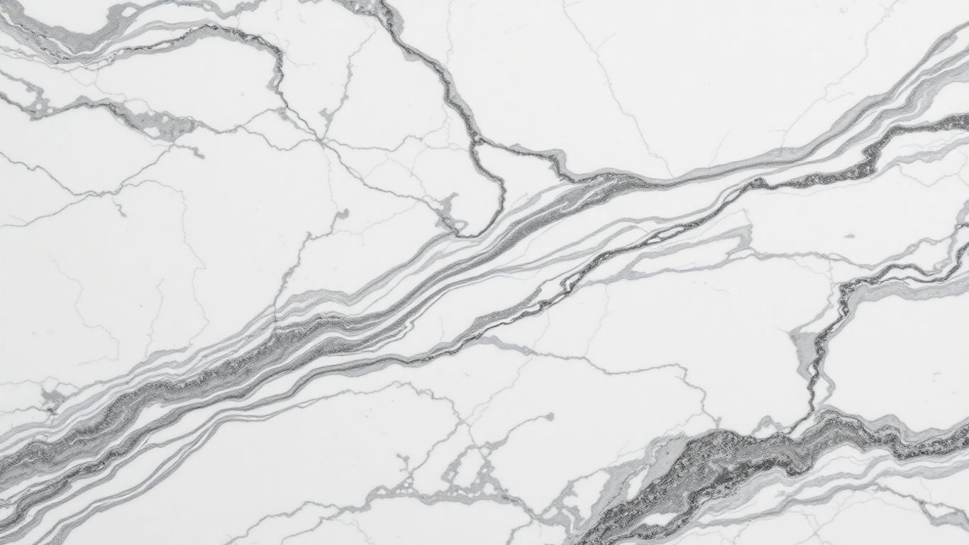 Polished Arabescato marble slab with grey veining.