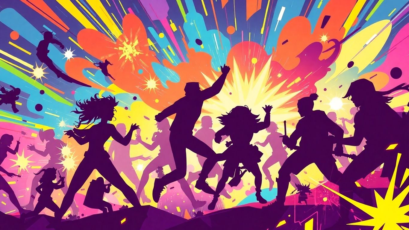 Exciting illustration of people playing fun unblocked games.